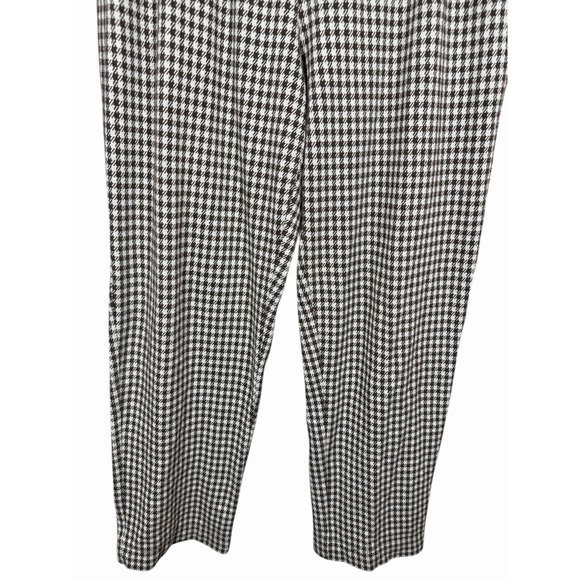 Lands End Pants Women Sz M Brown Houndstooth Sport Knit High Rise Pull On Soft - Picture 3 of 10